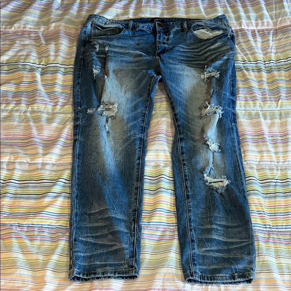 Men's Thrashed Distressed‎  Blue Jeans
